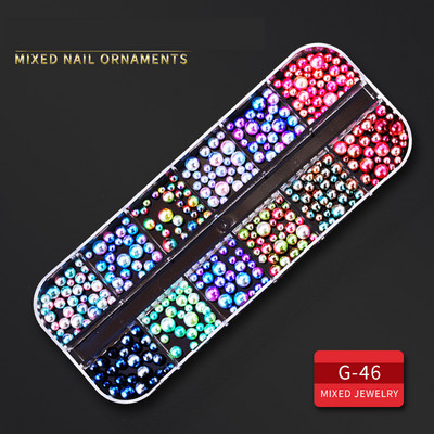 12 Grid Nails Art Accesorios AB Clear Rhinestones 3D mirdzoši dārgakmeņi Pearl DIY manikīra dekorēšanas nagu piederumi profesionāļiem