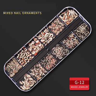 12 Grid Nails Art Accesorios AB Clear Rhinestones 3D mirdzoši dārgakmeņi Pearl DIY manikīra dekorēšanas nagu piederumi profesionāļiem