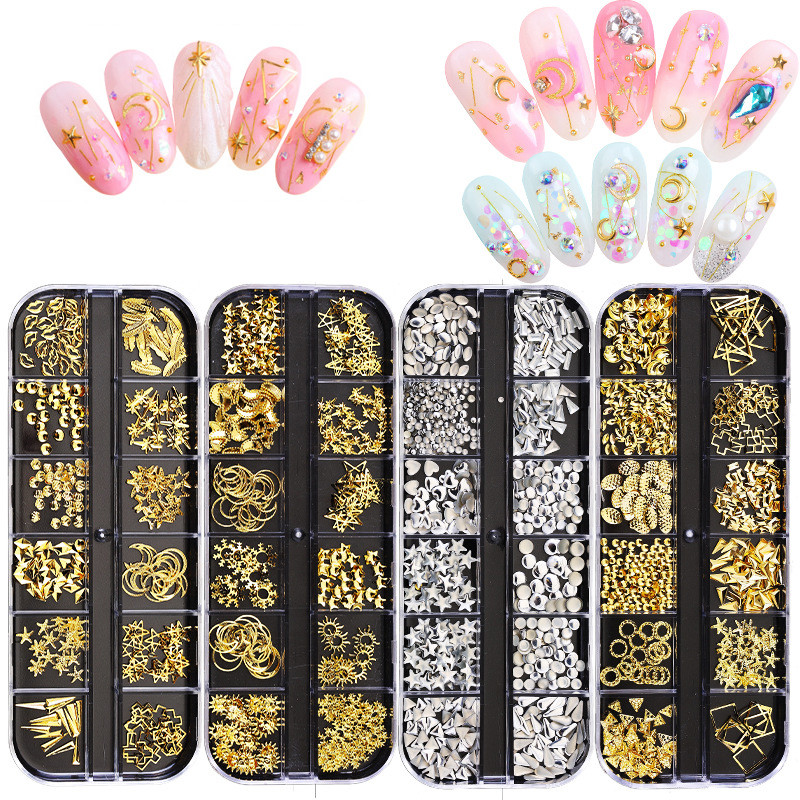 12 Grid Nails art accesorios AB prozirni kamenčići 3D svjetlucavi dragulji Pearl DIY manikura ukrasi pribor za nokte za profesionalce