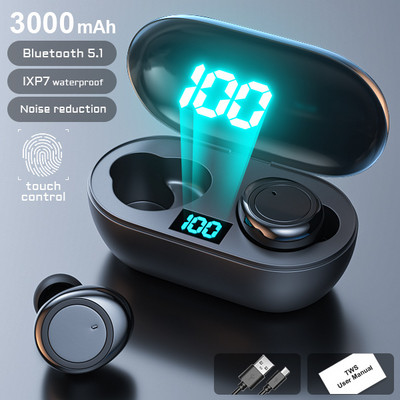 NOU Căști Bluetooth Căști fără fir Tws Căști stereo Bass Music Căști impermeabile Sport Zgomot HD Microfon pentru telefon inteligent