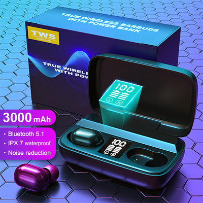 NOU Căști Bluetooth Căști fără fir Tws Căști stereo Bass Music Căști impermeabile Sport Zgomot HD Microfon pentru telefon inteligent