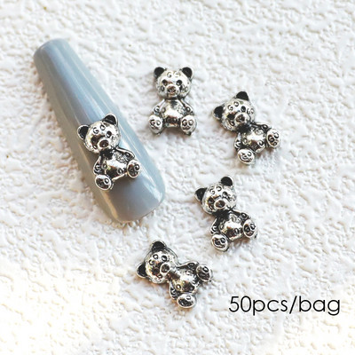 50 gab. 3D nagu mākslas punk sudraba pērļu forma gotikas dizains luksusa piekariņi manikīra padomi, rhinestones dekorēšana