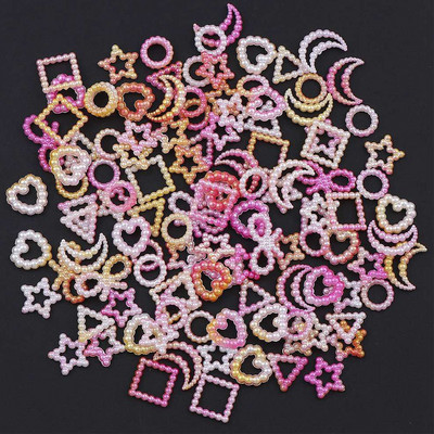 50 gab. 3D nagu mākslas punk sudraba pērļu forma gotikas dizains luksusa piekariņi manikīra padomi, rhinestones dekorēšana