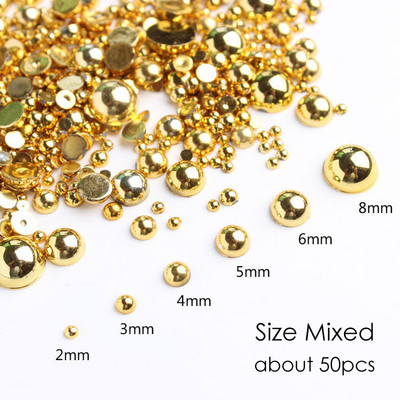 50 gab. 3D nagu mākslas punk sudraba pērļu forma gotikas dizains luksusa piekariņi manikīra padomi, rhinestones dekorēšana