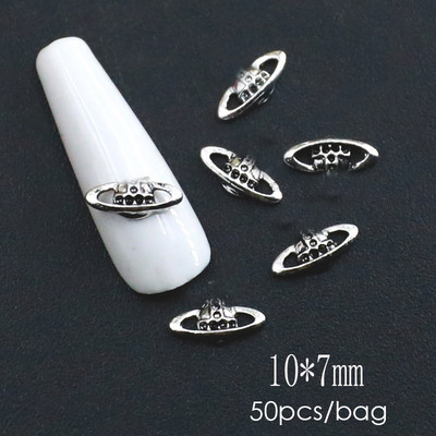 50 gab. 3D nagu mākslas punk sudraba pērļu forma gotikas dizains luksusa piekariņi manikīra padomi, rhinestones dekorēšana