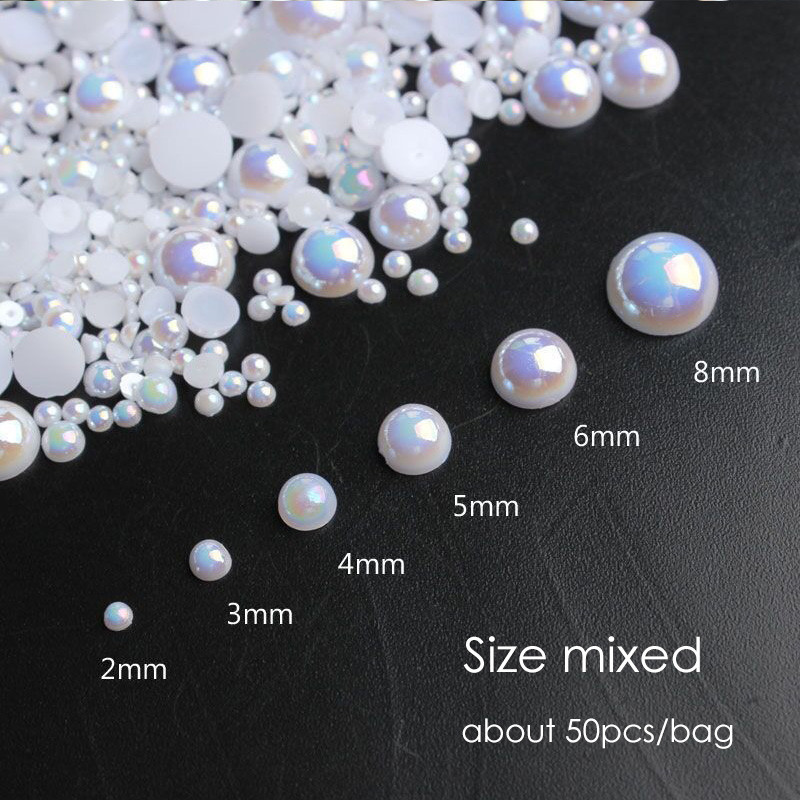 50 vnt. 3D nagų dailė Punk sidabro perlo forma gotikinis dizainas prabangus žavesys manikiūro patarimai cirkonio dekoravimas