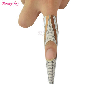 100 бр. Професионални форми за нокти с двойна употреба за върхове Rhombus & Stiletto UV гел, акрилни нокти за удължаване, инструмент за ноктопластика, самозалепващ се