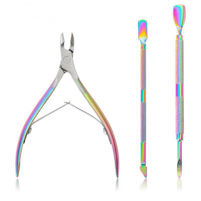 3PCS Set štipaljki za zanoktice Škare za manikuru noktiju Škare Trimer Odstranjivač mrtve kože Pedikura Rezači od nehrđajućeg čelika Alati za nokte
