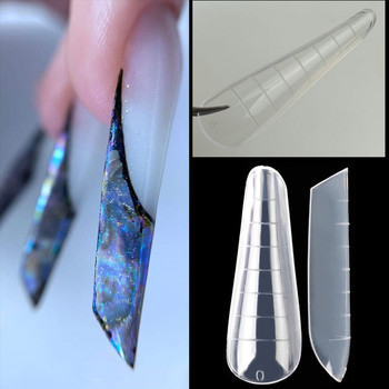 120Pcs Clear Forms Nail Tips Γρήγορη φόρμα κατασκευής Πλήρες κάλυμμα Poly Nail Gel UV Acrylic Extension Diy Art False Nails