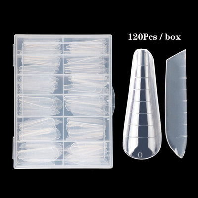 120 buc. Sfaturi pentru forme clare pentru unghii. Mucegai pentru construcție rapidă, cu acoperire completă, gel pentru unghii din poliester, extensie UV acrilic, pentru unghii false.