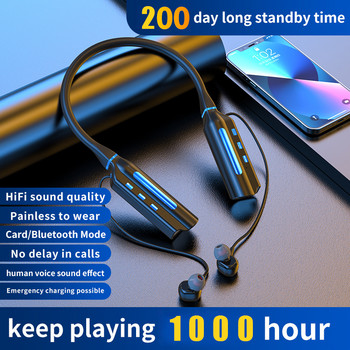 1000 часа възпроизвеждане на безжични слушалки с лента за врат Слушалки Bluetooth бас слушалки Спортни водоустойчиви тапи за уши Могат да бъдат като Power Bank