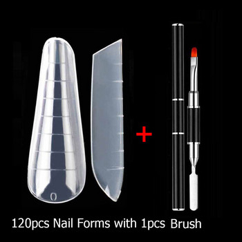 120 τμχ Dual Forms For Nail Quick Building Mold Brush Nail Tweezers for Poly UV Gel Shape Form Mold
