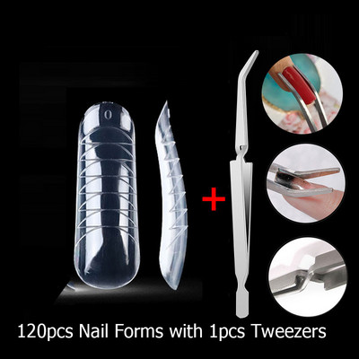 120 vnt. Dviejų formų, skirtų nagams greitai priauginti, nagų šepetėlio pincetas, skirtas poliaus UV gelio formos viršutinėms formoms