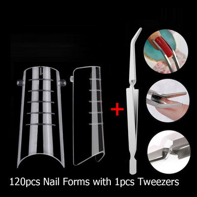 120 vnt. Dviejų formų, skirtų nagams greitai priauginti, nagų šepetėlio pincetas, skirtas poliaus UV gelio formos viršutinėms formoms