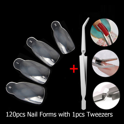 120 vnt. Dviejų formų, skirtų nagams greitai priauginti, nagų šepetėlio pincetas, skirtas poliaus UV gelio formos viršutinėms formoms