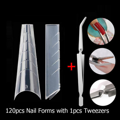 120 vnt. Dviejų formų, skirtų nagams greitai priauginti, nagų šepetėlio pincetas, skirtas poliaus UV gelio formos viršutinėms formoms