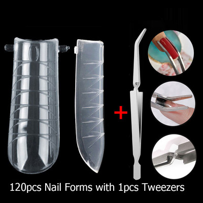 120 vnt. Dviejų formų, skirtų nagams greitai priauginti, nagų šepetėlio pincetas, skirtas poliaus UV gelio formos viršutinėms formoms