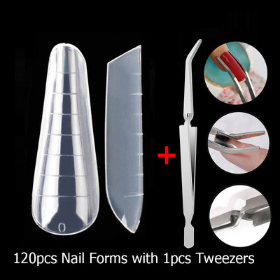 120 vnt. Dviejų formų, skirtų nagams greitai priauginti, nagų šepetėlio pincetas, skirtas poliaus UV gelio formos viršutinėms formoms
