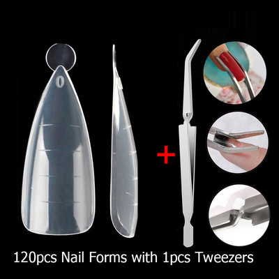 120 vnt. Dviejų formų, skirtų nagams greitai priauginti, nagų šepetėlio pincetas, skirtas poliaus UV gelio formos viršutinėms formoms