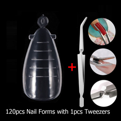 120 vnt. Dviejų formų, skirtų nagams greitai priauginti, nagų šepetėlio pincetas, skirtas poliaus UV gelio formos viršutinėms formoms