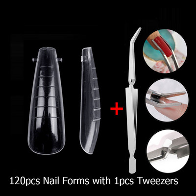 120 vnt. Dviejų formų, skirtų nagams greitai priauginti, nagų šepetėlio pincetas, skirtas poliaus UV gelio formos viršutinėms formoms