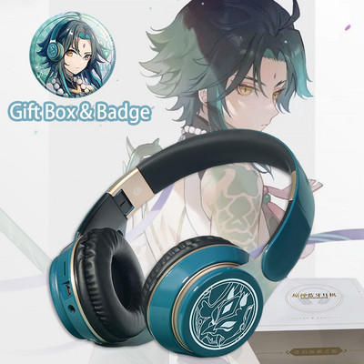 Genshin Impact Headphone Xiao Cosplay Prop Wireless 2 in1 Bluetooth Headset Game Character Headphones with Microphone Xiao Badge