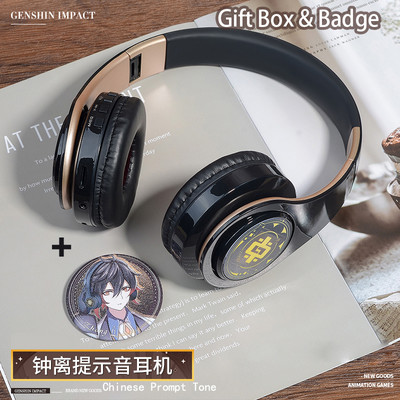 Genshin Impact Headphone Xiao Cosplay Prop Wireless 2 in1 Bluetooth Headset Game Character ακουστικά με μικρόφωνο Xiao Badge