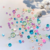 Jaunie 3D nagu mākslas rotājumi Rhinestones Nāras krelles Strass Spīdīgas gaismas jutīgas kristāla stikla krelles Manikīra dekorēšana