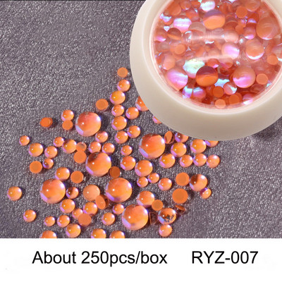 Jaunie 3D nagu mākslas rotājumi Rhinestones Nāras krelles Strass Spīdīgas gaismas jutīgas kristāla stikla krelles Manikīra dekorēšana