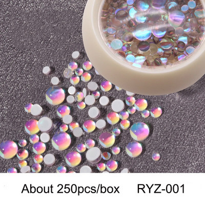 Jaunie 3D nagu mākslas rotājumi Rhinestones Nāras krelles Strass Spīdīgas gaismas jutīgas kristāla stikla krelles Manikīra dekorēšana