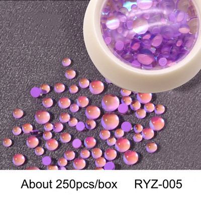 Jaunie 3D nagu mākslas rotājumi Rhinestones Nāras krelles Strass Spīdīgas gaismas jutīgas kristāla stikla krelles Manikīra dekorēšana