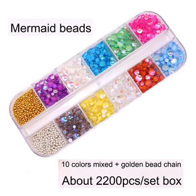 Jaunie 3D nagu mākslas rotājumi Rhinestones Nāras krelles Strass Spīdīgas gaismas jutīgas kristāla stikla krelles Manikīra dekorēšana
