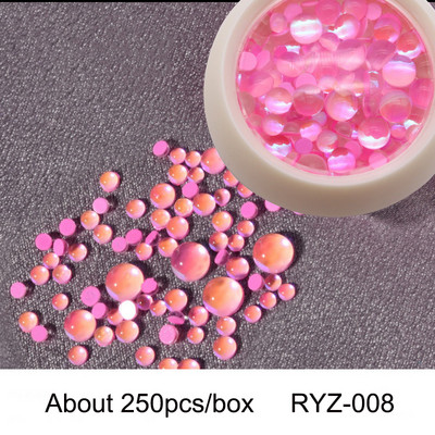 Jaunie 3D nagu mākslas rotājumi Rhinestones Nāras krelles Strass Spīdīgas gaismas jutīgas kristāla stikla krelles Manikīra dekorēšana