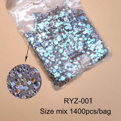 Jaunie 3D nagu mākslas rotājumi Rhinestones Nāras krelles Strass Spīdīgas gaismas jutīgas kristāla stikla krelles Manikīra dekorēšana