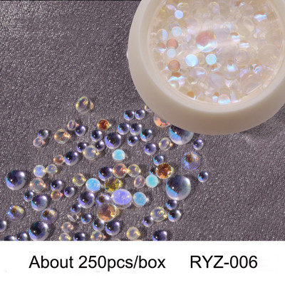Jaunie 3D nagu mākslas rotājumi Rhinestones Nāras krelles Strass Spīdīgas gaismas jutīgas kristāla stikla krelles Manikīra dekorēšana