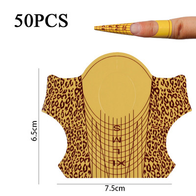 Útmutató DIY körömforma Francia meghosszabbítás akril köröm matricák zselé göndörítő tippek Leopard Print Art forma manikűr eszközök