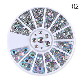 1 кутия Направи си сам Nail Art Wheel Tips Crystal Glitter Rhinestone 3D Nail Art Decoration AB Color Acrylic Diamond Dryl alien