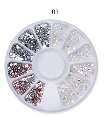 1 кутия Направи си сам Nail Art Wheel Tips Crystal Glitter Rhinestone 3D Nail Art Decoration AB Color Acrylic Diamond Dryl alien