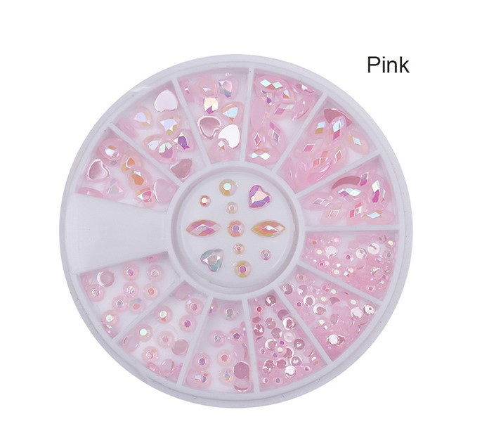 1 dėžutė „pasidaryk pats“ nagų dailės ratukų antgaliai, krištoliniai blizgučiai, krištolo akmuo, 3D nagų dailės dekoracija, spalva, akrilas, deimantinis grąžtas užsienietis