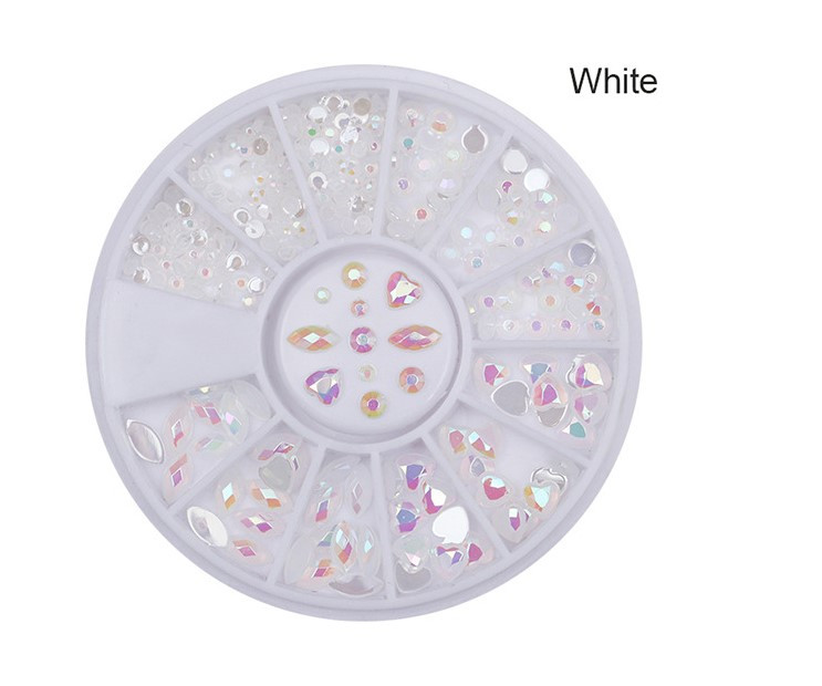 1 dėžutė „pasidaryk pats“ nagų dailės ratukų antgaliai, krištoliniai blizgučiai, krištolo akmuo, 3D nagų dailės dekoracija, spalva, akrilas, deimantinis grąžtas užsienietis