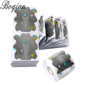 BQAN 100/300pcs Rhombus/Stiletto Nail Forms Acrylic Nails UV Gel Οδηγός επέκτασης νυχιών Αυτοκόλλητες φόρμες για προέκταση