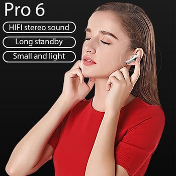 Pro6 TWS True Wireless Headphones with Microphone Bluetooth Earphones Sport Running Headset for Apple iPhone Xiaomi Pro6 Earbuds