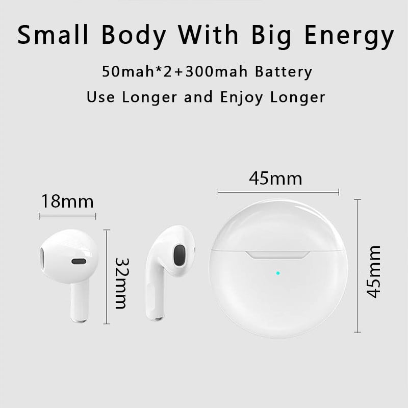 Pro6 TWS True Wireless Headphones with Microphone Bluetooth Earphones Sport Running Headset for Apple iPhone Xiaomi Pro6 Earbuds