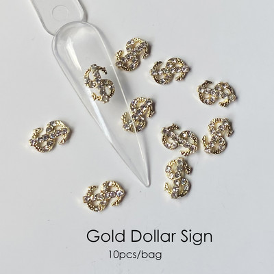 10 vnt Prabangūs nagų papuošimai aukso lydinio zuikis Blizgučiai krištoliniai krištoliniai DIY papuošalai manikiūras 3D nagų dailės dekoravimo priedai