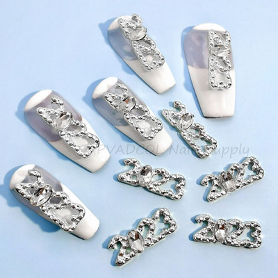 10 vnt Prabangūs nagų papuošimai aukso lydinio zuikis Blizgučiai krištoliniai krištoliniai DIY papuošalai manikiūras 3D nagų dailės dekoravimo priedai