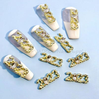 10 vnt Prabangūs nagų papuošimai aukso lydinio zuikis Blizgučiai krištoliniai krištoliniai DIY papuošalai manikiūras 3D nagų dailės dekoravimo priedai