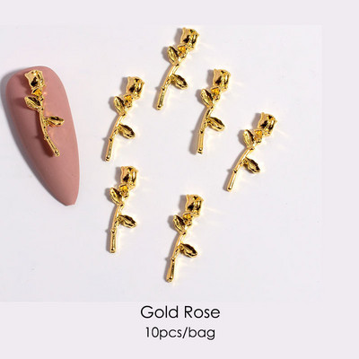 10 vnt Prabangūs nagų papuošimai aukso lydinio zuikis Blizgučiai krištoliniai krištoliniai DIY papuošalai manikiūras 3D nagų dailės dekoravimo priedai