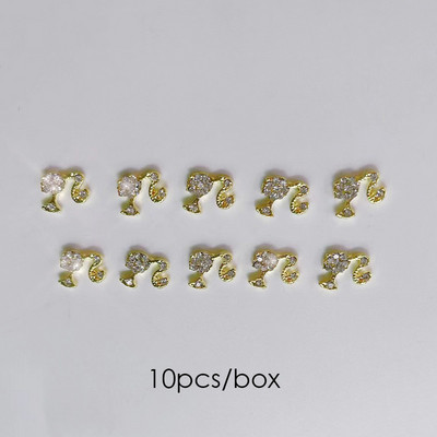 10 vnt Prabangūs nagų papuošimai aukso lydinio zuikis Blizgučiai krištoliniai krištoliniai DIY papuošalai manikiūras 3D nagų dailės dekoravimo priedai
