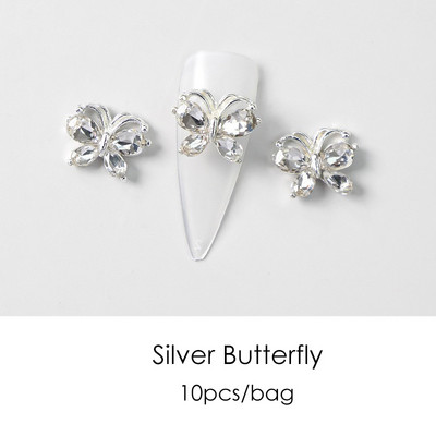 10 vnt Prabangūs nagų papuošimai aukso lydinio zuikis Blizgučiai krištoliniai krištoliniai DIY papuošalai manikiūras 3D nagų dailės dekoravimo priedai