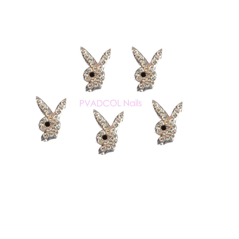 10 vnt Prabangūs nagų papuošimai aukso lydinio zuikis Blizgučiai krištoliniai krištoliniai DIY papuošalai manikiūras 3D nagų dailės dekoravimo priedai